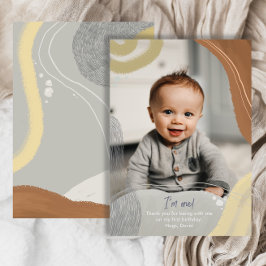 Cartão De Agradecimento Happy One Photo Birthday boy Flat Thank You Card