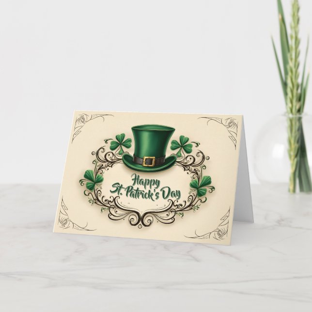Cartão De Agradecimento Happy St. Patrick’s Day Shamrock Design (Frente)