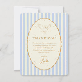 Cartão De Agradecimento Harry Potter Hedwig Listra Azul de Aniversário