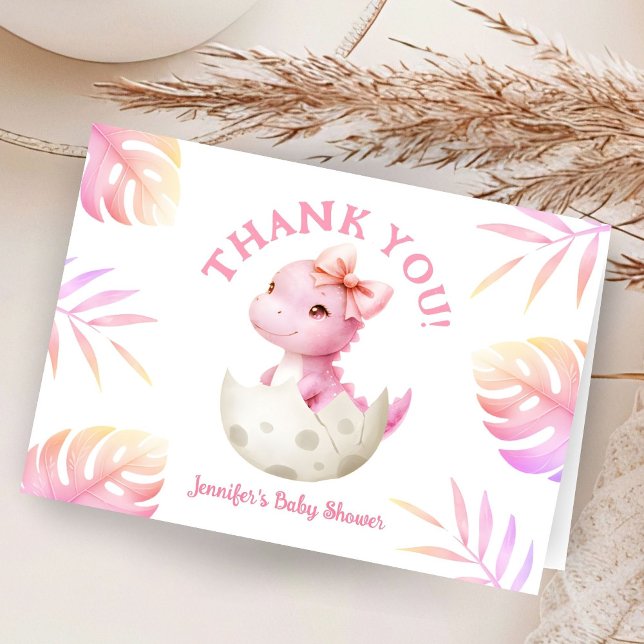 Cartão De Agradecimento Hatching Soon Girl Baby Shower Folded Thank You (Criador carregado)