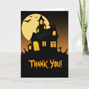 Cartão De Agradecimento Haunted House Halloween Thank You Card