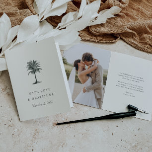 Cartão De Agradecimento Havana Palm Vintage Palm Tree Wedding Photo