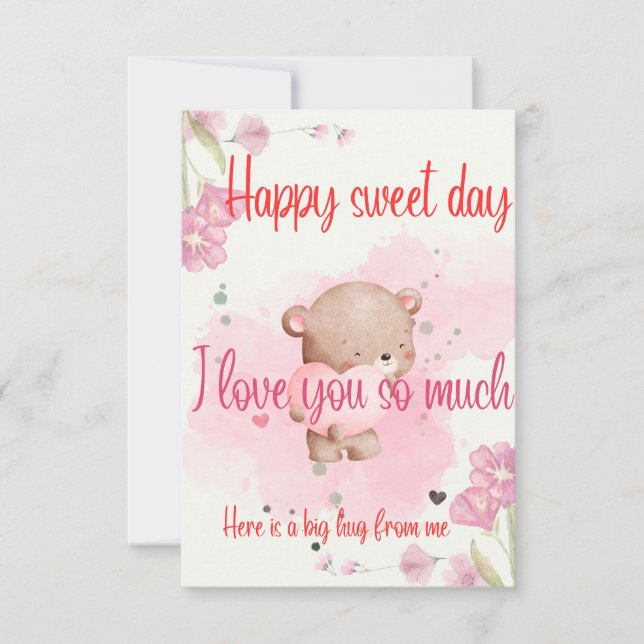 Cartão De Agradecimento Have a Sweet Day My Love – Romantic Pink Greeting  (Frente)