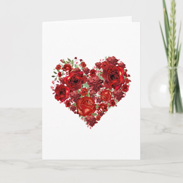 Cartão De Agradecimento Heart of roses Tarjeta de agradecimiento plegada (Frente)