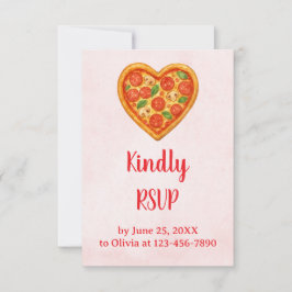 Cartão De Agradecimento Heart Pizza RSVP Card | Red Checkered Italian