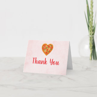 Cartão De Agradecimento Heart Shaped Pizza Thank You Card | Red Checkered