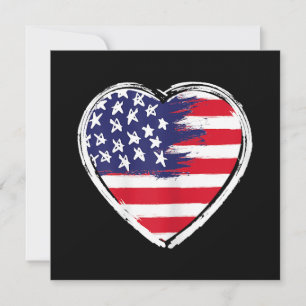 Cartão De Agradecimento Heart US Flag 4 de julho Patriotic American Stars