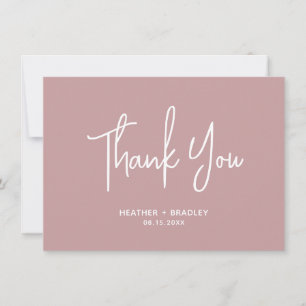 Cartão De Agradecimento Heather Elegant Dusty Rosa Minimal Casamento Moder