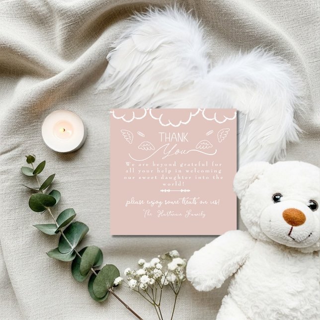 Cartão De Agradecimento Heaven Pink baby Labor & Delivery NICU Hospital  (Heaven Pink baby Labor & Delivery NICU Hospital Thank You Card)