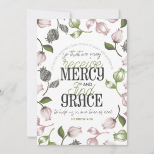 Cartão De Agradecimento Hebraico 4:16 citação com branco de arte floral