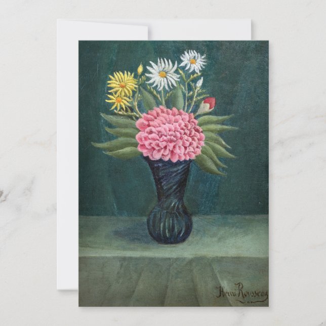 Cartão De Agradecimento Henri Rousseau - Dahlia and Daisies in a Vase (Frente)