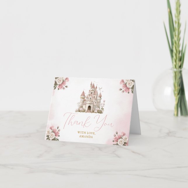 Cartão De Agradecimento Her royal five-ness Princess Birthday Castle (Frente)