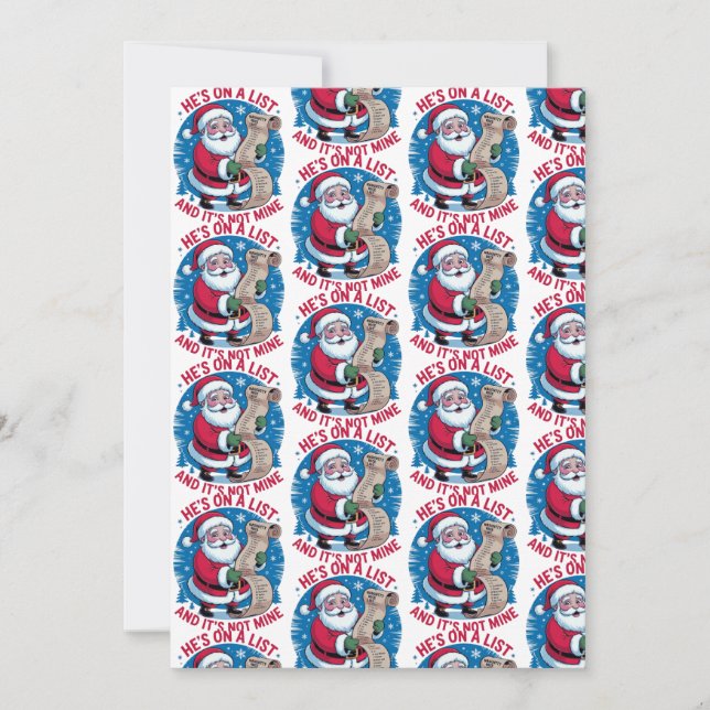 Cartão De Agradecimento He's On A List and It's Not Mine (Frente)