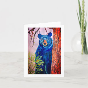 Cartão De Agradecimento Hi from Black Bear Watercolor painting by Eugenia