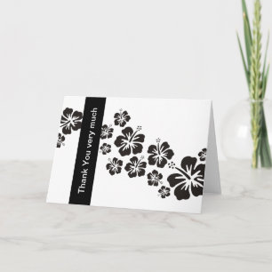 Cartão De Agradecimento hibisco floresce a preto + Muito obrigado