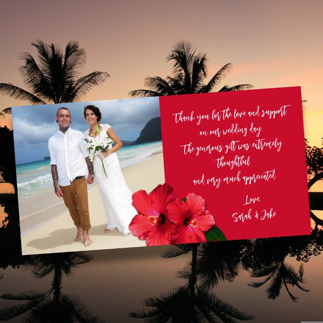 Cartão De Agradecimento Hibiscus Wedding Photo Budget Thank You Cards (Criador carregado)