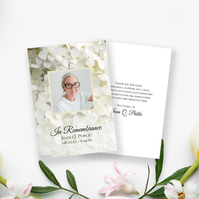 Cartão De Agradecimento Hídalgia Branca Simpatia Funeral Floral (Criador carregado)