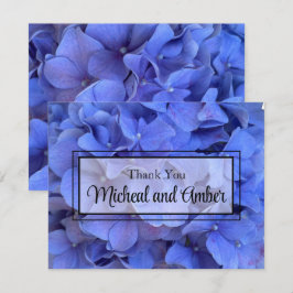 Cartão De Agradecimento Hídrangas florais do periwinkle azul Elegante