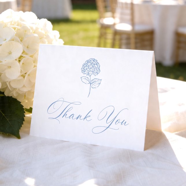 Cartão De Agradecimento Hidrangea Azul Clássica Foto Casamento (Criador carregado)