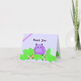 Cartão De Agradecimento Hipopótamo Roxo Obrigado