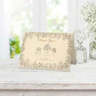 Cartão De Agradecimento História Floral da Celebração do Dia da Mulher Ele