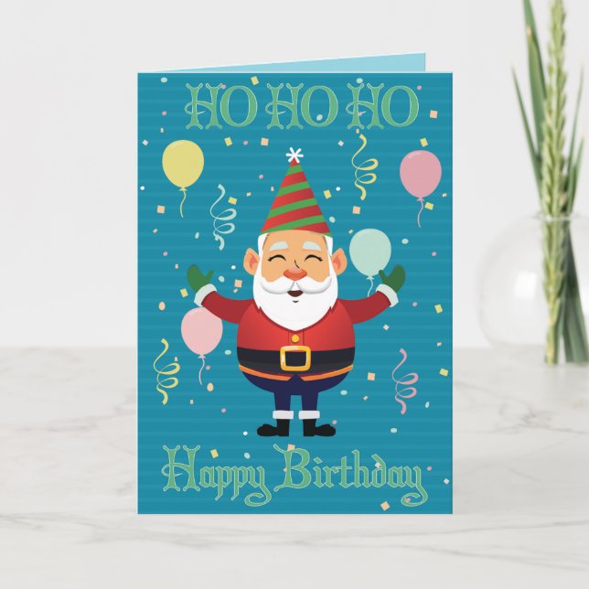 Cartão De Agradecimento Ho Ho Ho Happy Birthday Card (Frente)
