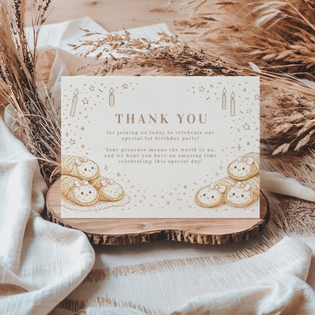 Cartão De Agradecimento Holi Cannoli Sweet Bakery 1st Birthday (Criador carregado)