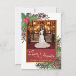 Cartão De Agradecimento Holly & Pine Holiday Themed Love & Obrigados