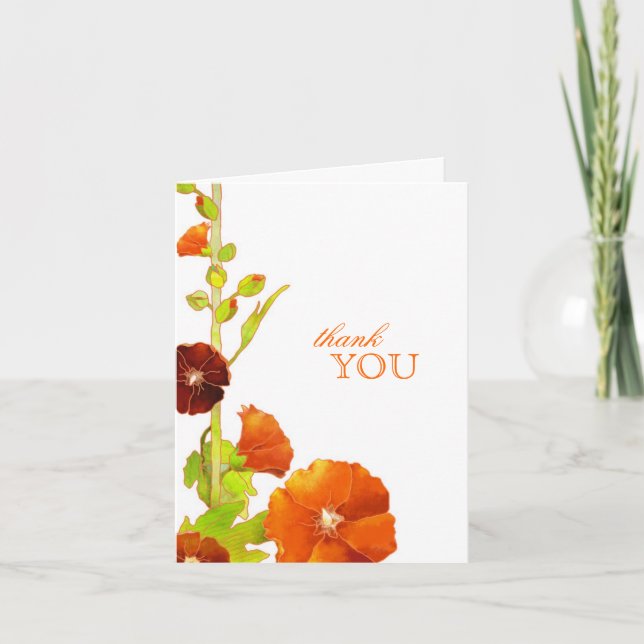 Cartão De Agradecimento Hollyhock Garden Wedding Obrigado (Frente)