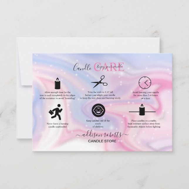 Cartão De Agradecimento Holograma Holográfico Holográfico de Neon Candle (Frente)