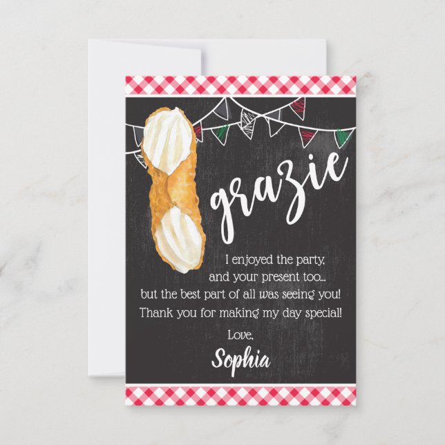 Cartão De Agradecimento Holy Cannoli - Thank You Note Italian Birthday (Frente)