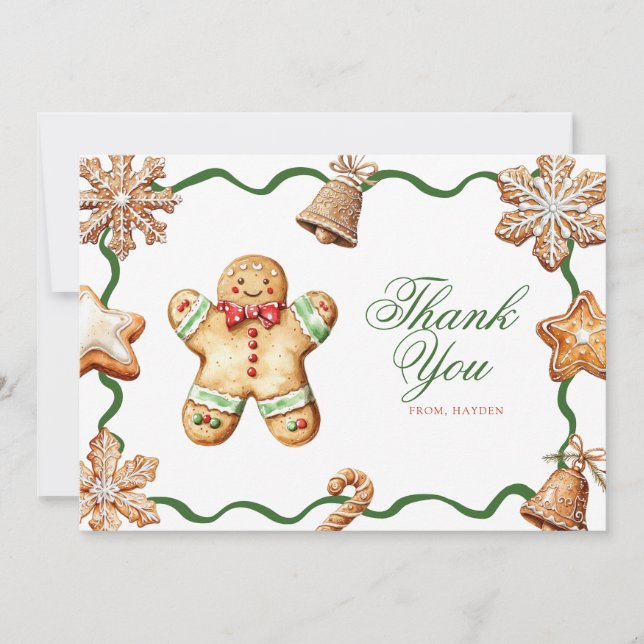 Cartão De Agradecimento Homem de Biscoito | Chás de Bebê de Natal (Frente)