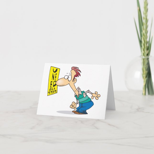 Cartão De Agradecimento Homem Lendo Um Gráfico De Olhos (Frente)