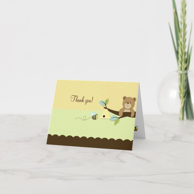 Cartão De Agradecimento HONEY BEAR & BEE Dobrado Obrigado Nota (Frente)