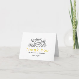 Cartão De Agradecimento Honey Jar & Bees White Baby Shower Thank You