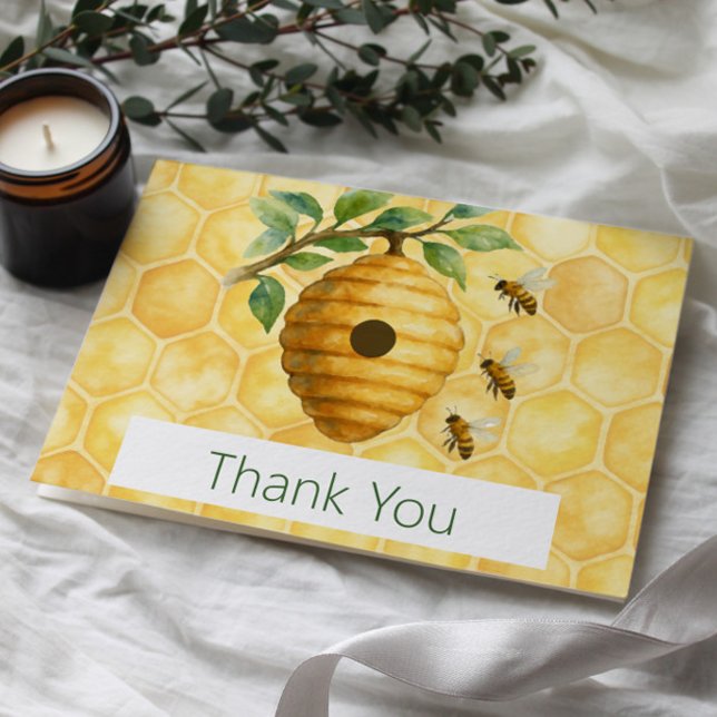 Cartão De Agradecimento Honeybee Hive Chá de fraldas (Honeybee Hive Baby Shower Thank you Card)