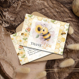 Cartão De Agradecimento Honeycomb Floral Bee Classy Custom Baby Shower