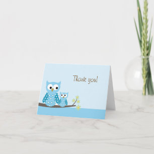 Cartão De Agradecimento Hoot Owl Blue Folheed Obrigado bilhete
