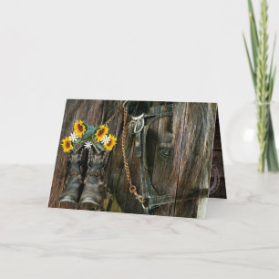 Cartão De Agradecimento Horse Cowboy Boots Sunflower Rustic Barn Conselho