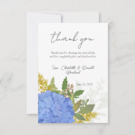 Cartão De Agradecimento Hortênsia Azul Arte Floral Moderna
