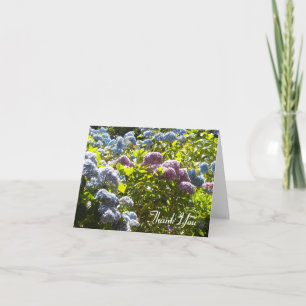 Cartão De Agradecimento Hortênsia Azul e Rosa Obrigado