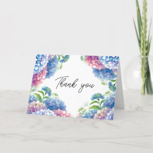 Cartão De Agradecimento Hortênsia Azul Floral Casamento Obrigado