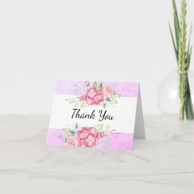 Cartão de Agradecimento Hortênsia Rosa Elegante (Frente)
