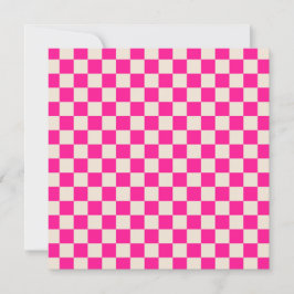 Cartão De Agradecimento Hot pink and tan checkerboard pattern