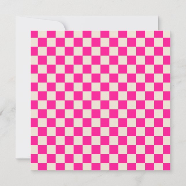 Cartão De Agradecimento Hot pink and tan checkerboard pattern (Frente)
