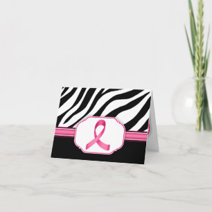 Cartão De Agradecimento Hot Pink Ribbon custom Zebra Print Thank You Cards