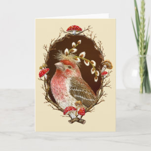 Cartão De Agradecimento Howard em galho/cartão de fronteira com cogumelos