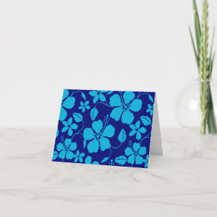 CARTÃO DE AGRADECIMENTO HULA HAVAIANA (HIBÍSCO) AZUL ESCURO/CLARO