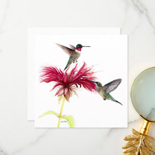 Cartão De Agradecimento Hummingbird Floral Watercolor