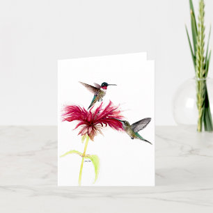 Cartão De Agradecimento Hummingbird Floral Watercolor Nota